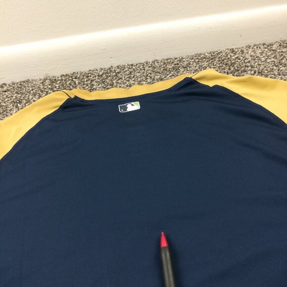 Team Issued Milwaukee Brewers Shirt Nike Center Swoosh Pro Combat Mens XL Fitted - Picture 8 of 11